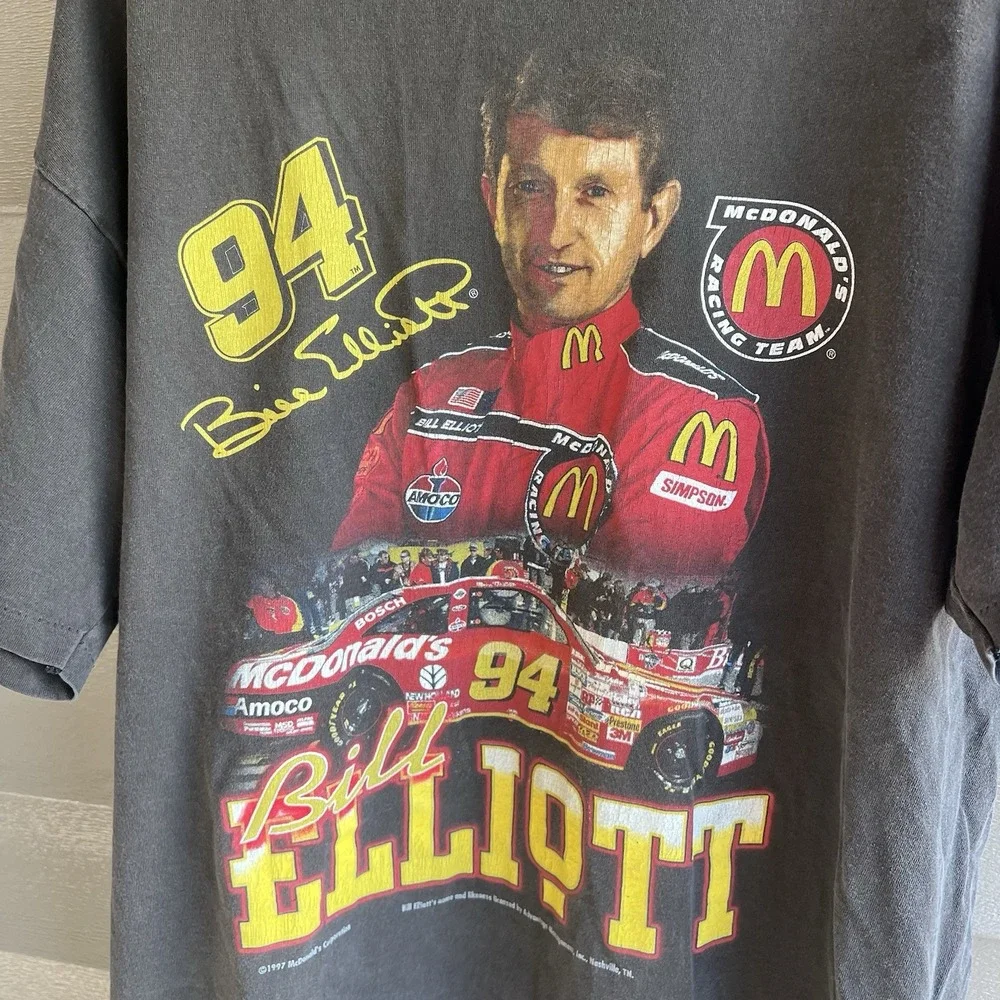Vintage 1997 Bill Elliott #94 McDonald's NASCAR Racing T-Shirt XL